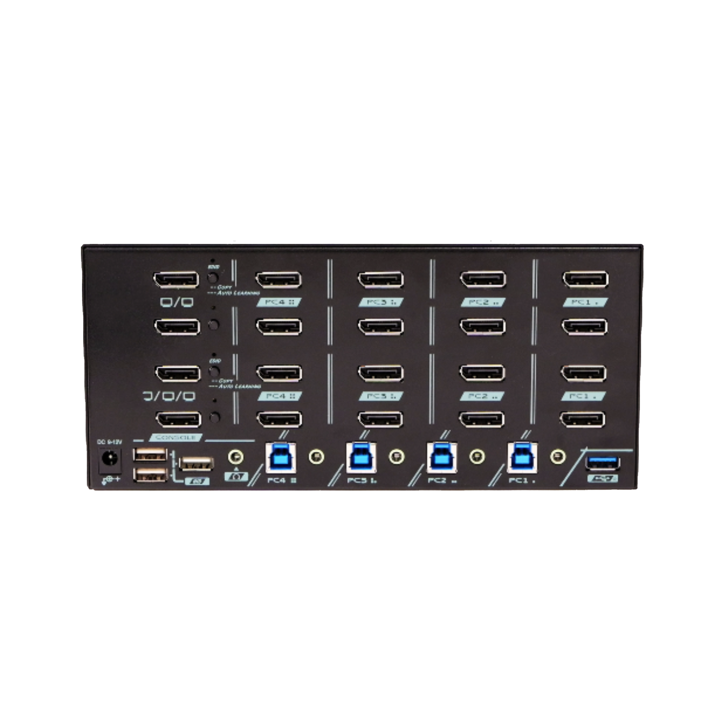 DisplayPort 1.2 EDID KVM - Quad Output - Quad Input